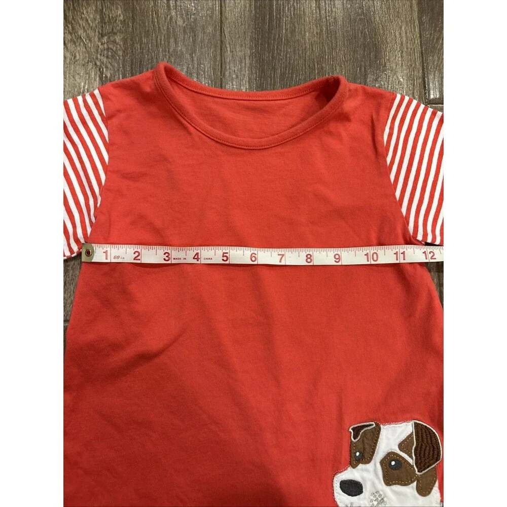 Girls Size 6 Long Sleeve Dress with Dog‎ 100 Cotton Terrier Dog Puppy Cute EUC